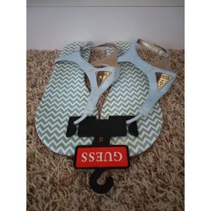 Guess Factory Carmela Powder Blue T-Strap Sandals